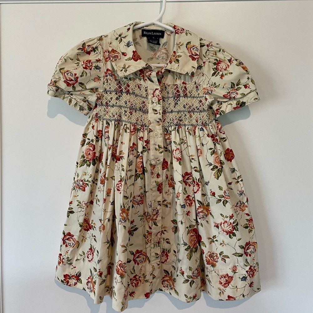 Ralph Lauren Cream Floral Dress (size 6-12mon)